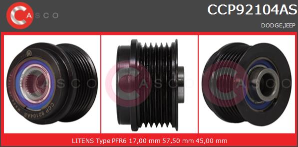 Koło pasowe alternatora CASCO CCP92104AS