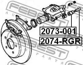Sworzeń prowadzący  zacisk hamulca FEBEST 2074-RGR