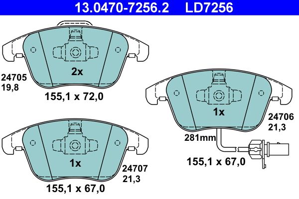 Klocki hamulcowe ATE 13.0470-7256.2