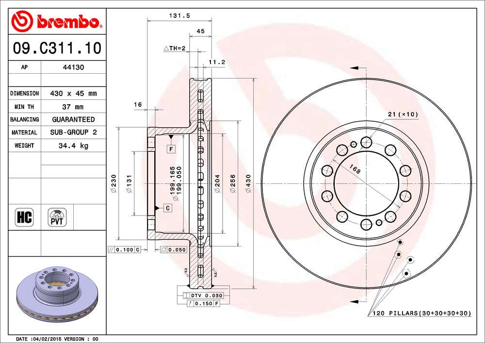 Tarcza hamulcowa BREMBO 09.C311.10