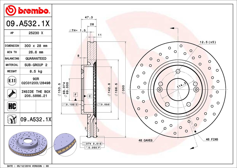 Tarcza hamulcowa BREMBO 09.A532.1X