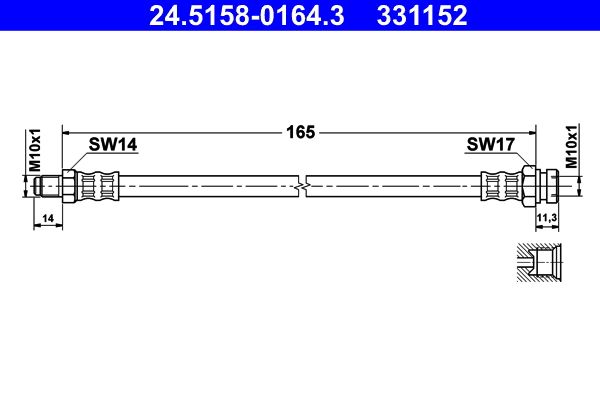 Przewód hamulcowy elastyczny ATE 24.5158-0164.3