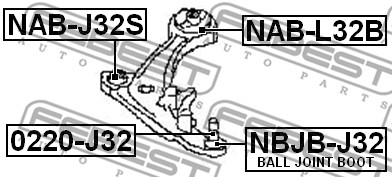 Tuleja wahacza FEBEST NAB-L32B