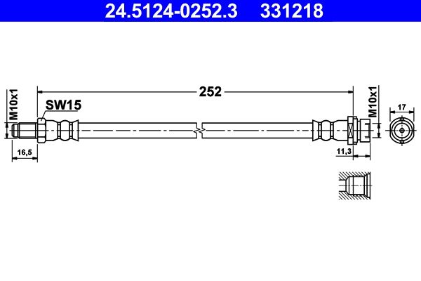 Przewód hamulcowy elastyczny ATE 24.5124-0252.3