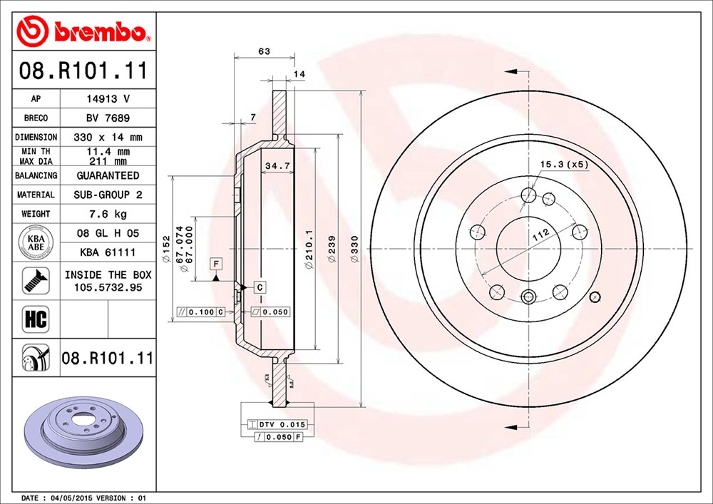 Tarcza hamulcowa BREMBO 08.R101.11
