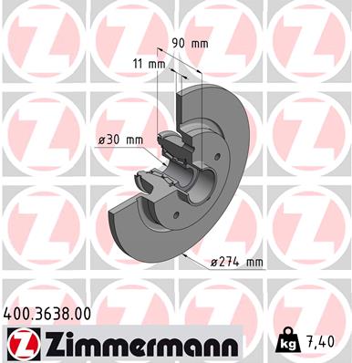 Tarcza hamulcowa ZIMMERMANN 400.3638.00