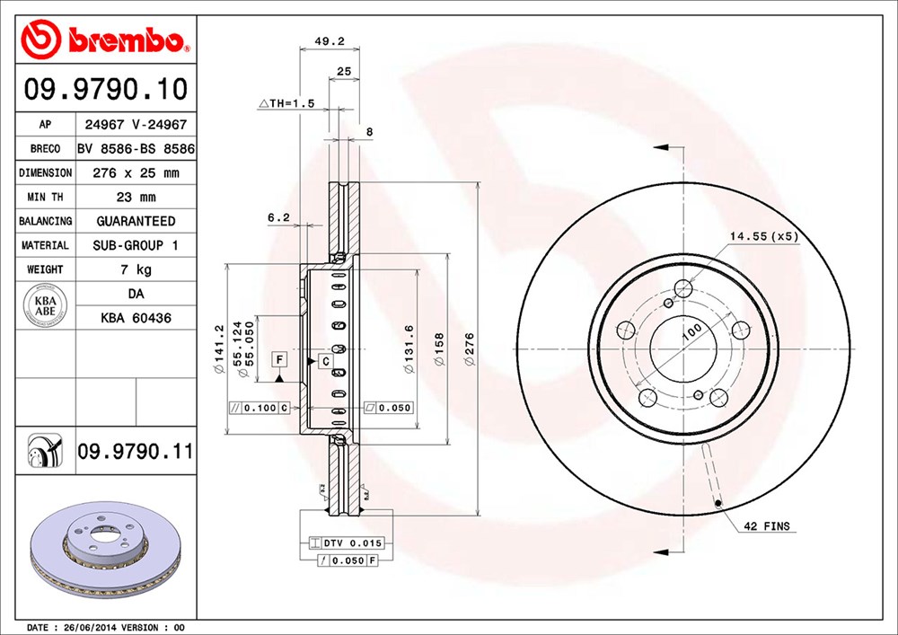 Tarcza hamulcowa BREMBO 09.9790.11