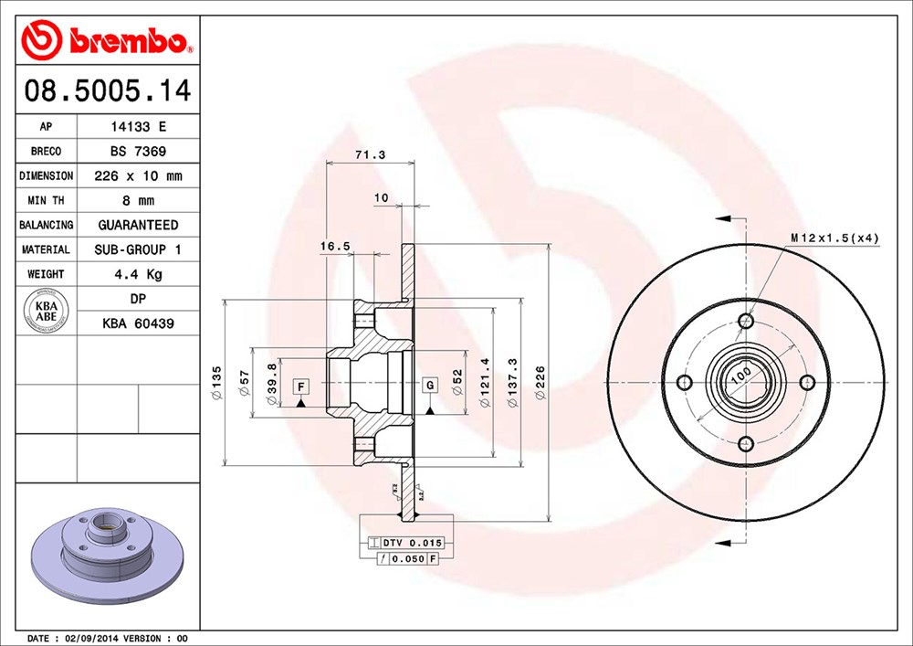 Tarcza hamulcowa BREMBO 08.5005.14