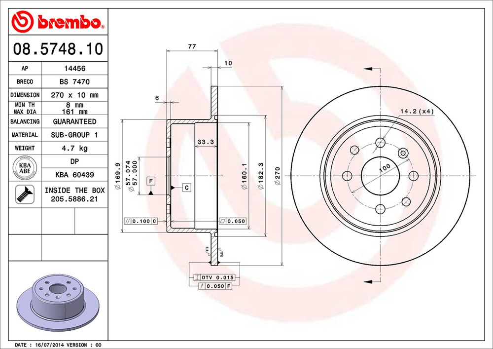 Tarcza hamulcowa BREMBO 08.5748.10