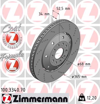 Tarcza hamulcowa ZIMMERMANN 100.3340.70
