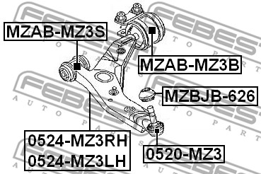 Wahacz zawieszenia koła FEBEST 0524-MZ3LH