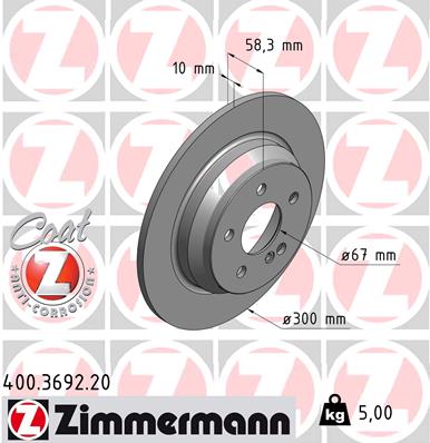 Tarcza hamulcowa ZIMMERMANN 400.3692.20