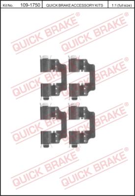 Zestaw akcesoriów montażowych  klocków hamulcowych QUICK BRAKE 109-1750