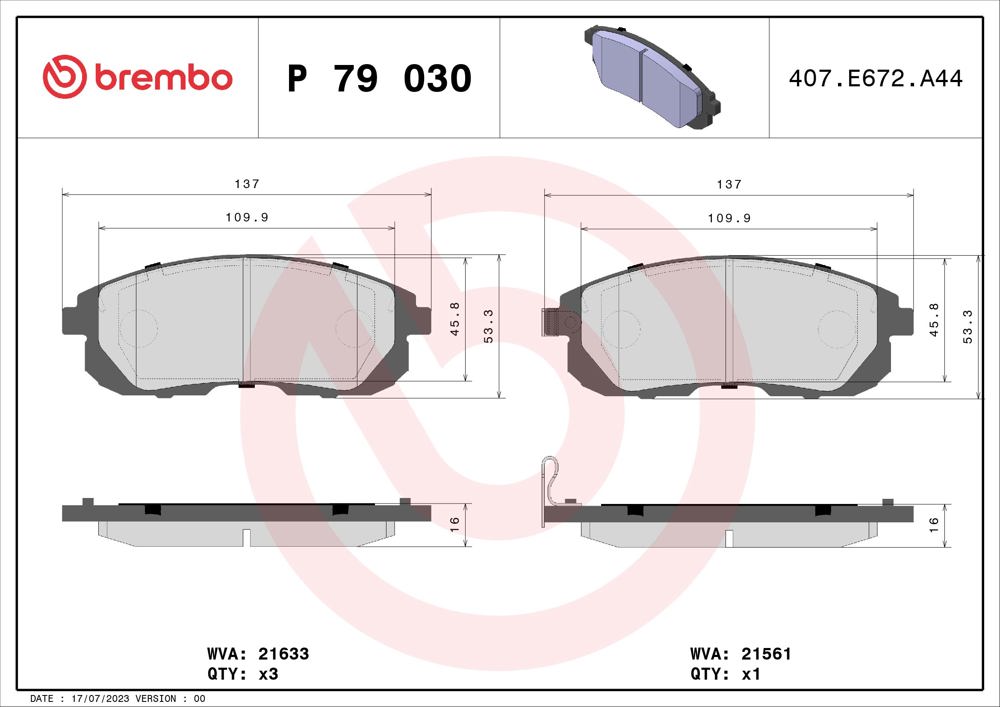 Klocki hamulcowe BREMBO P 79 030