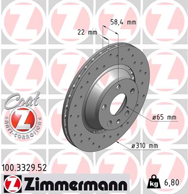 Tarcza hamulcowa ZIMMERMANN 100.3329.52