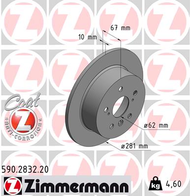 Tarcza hamulcowa ZIMMERMANN 590.2832.20