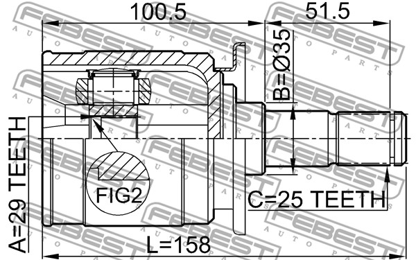 Przegub wału FEBEST 0411-CU20RR
