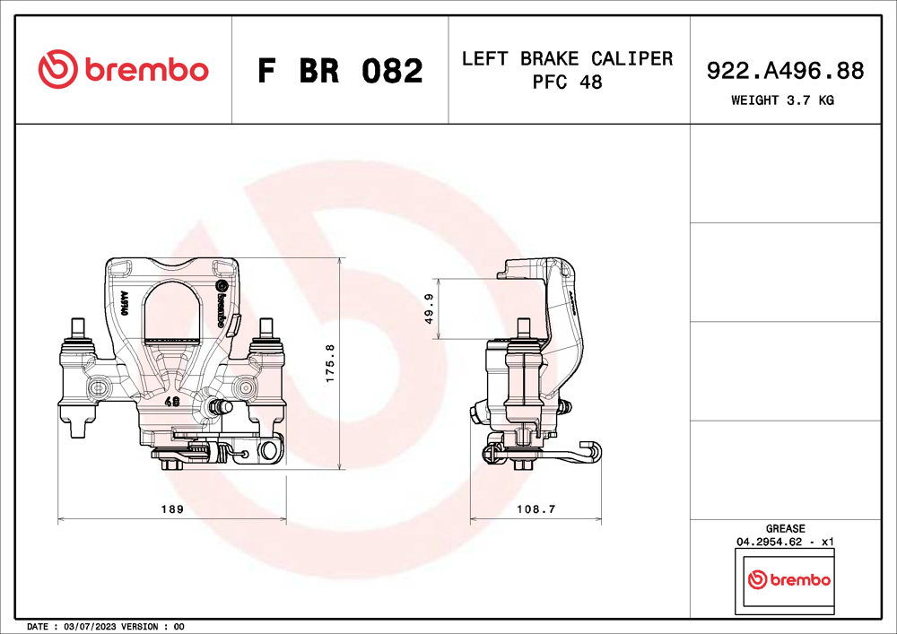 Zacisk hamulca BREMBO F BR 082