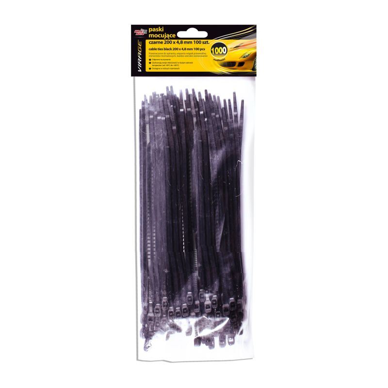OPASKI MOCUJACE CZARNE 200X4,8MM 100 SZT