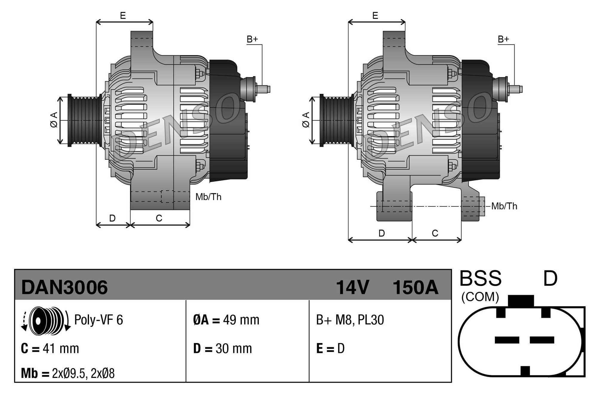 Alternator DENSO DAN3006