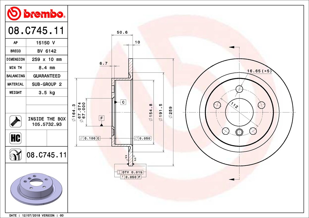 Tarcza hamulcowa BREMBO 08.C745.11