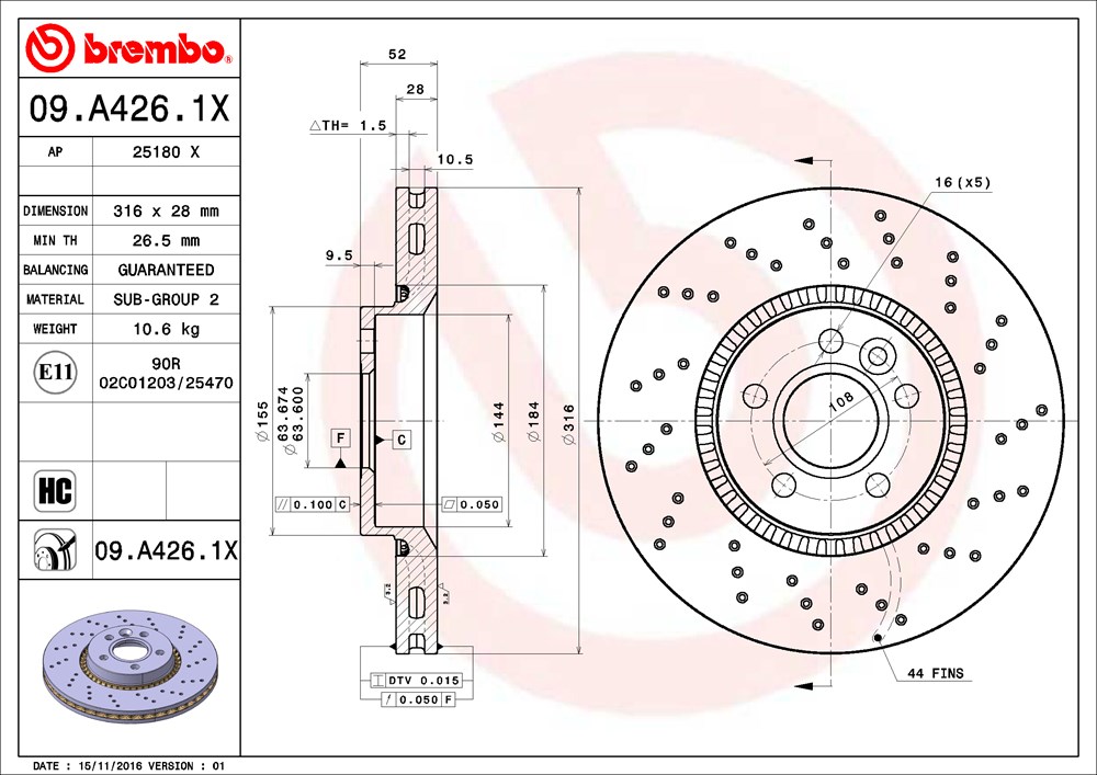 Tarcza hamulcowa BREMBO 09.A426.1X