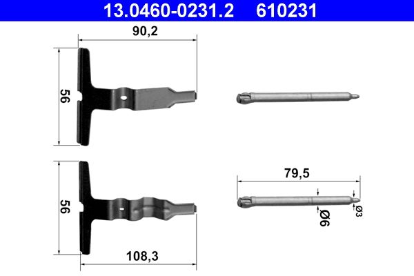 Zestaw akcesoriów montażowych  klocków hamulcowych ATE 13.0460-0231.2