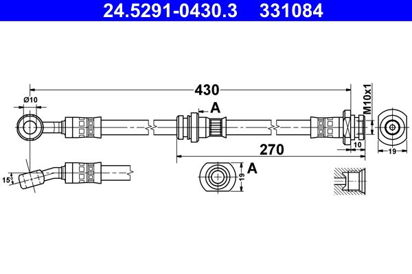 Przewód hamulcowy elastyczny ATE 24.5291-0430.3