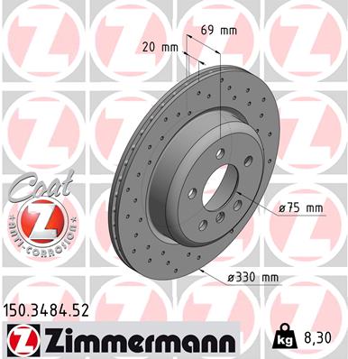 Tarcza hamulcowa ZIMMERMANN 150.3484.52
