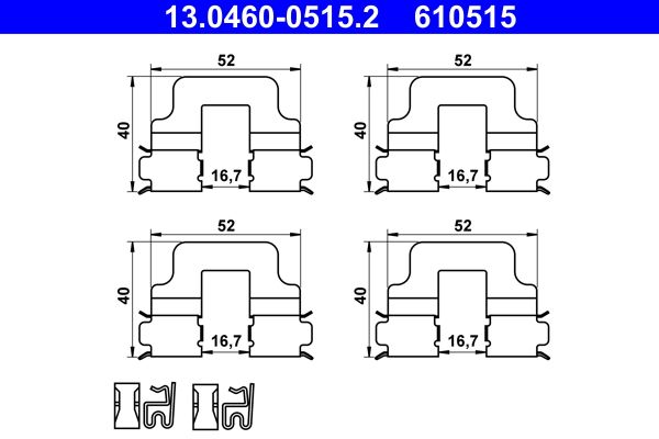 Zestaw akcesoriów montażowych  klocków hamulcowych ATE 13.0460-0515.2