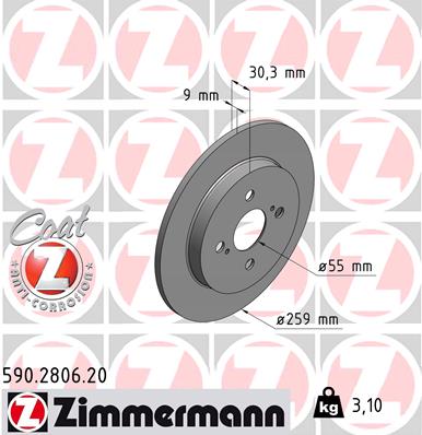Tarcza hamulcowa ZIMMERMANN 590.2806.20