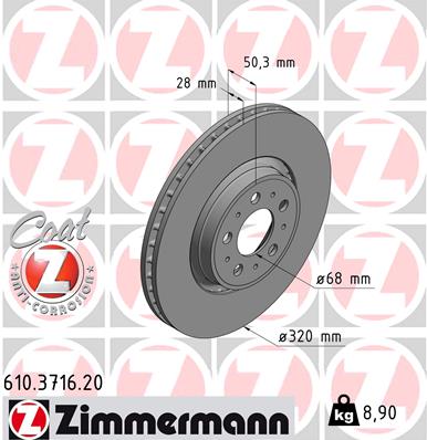 Tarcza hamulcowa ZIMMERMANN 610.3716.20