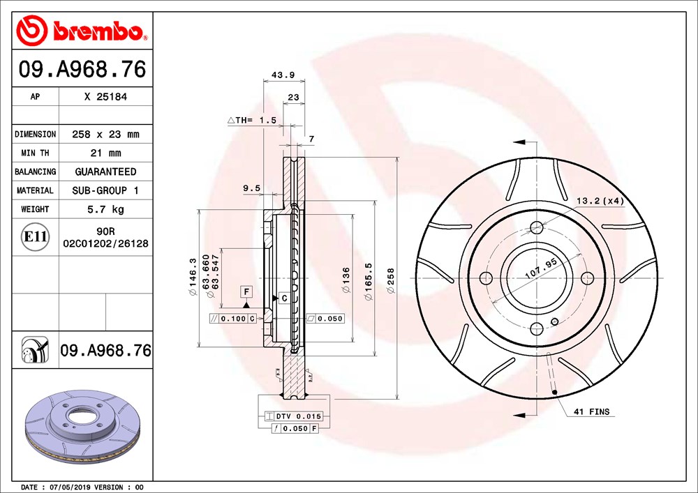 Tarcza hamulcowa BREMBO 09.A968.76