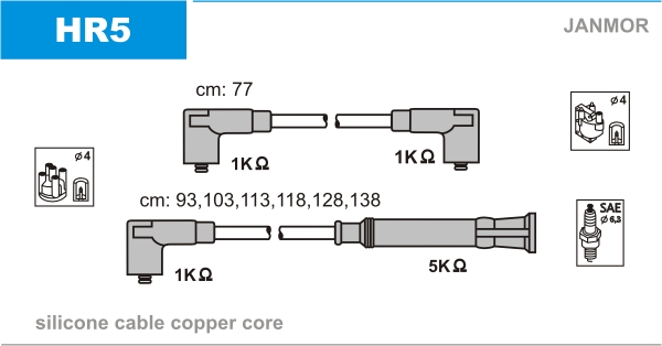 Przewody zapłonowe JANMOR HR5