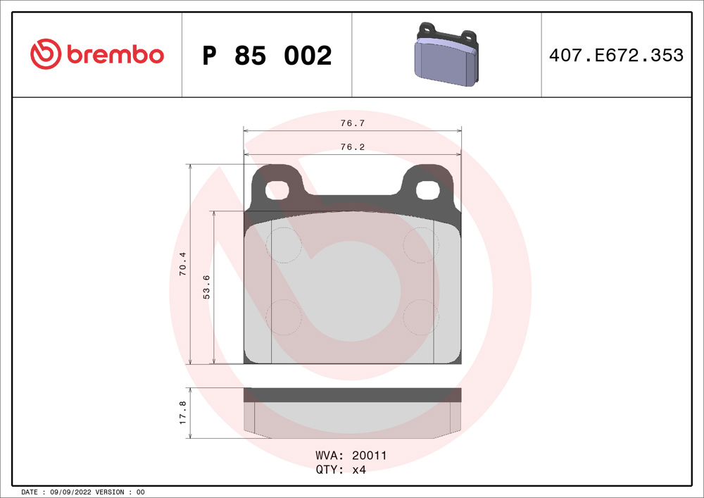 Klocki hamulcowe BREMBO P 85 002