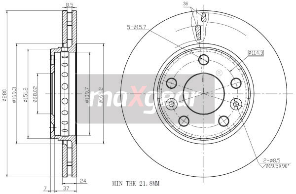 Tarcza hamulcowa MAXGEAR 19-1285MAX