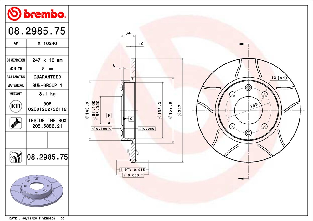 Tarcza hamulcowa BREMBO 08.2985.75