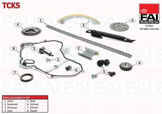 Zestaw łańcucha rozrządu FAI AUTOPARTS TCK5