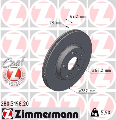 Tarcza hamulcowa ZIMMERMANN 280.3198.20