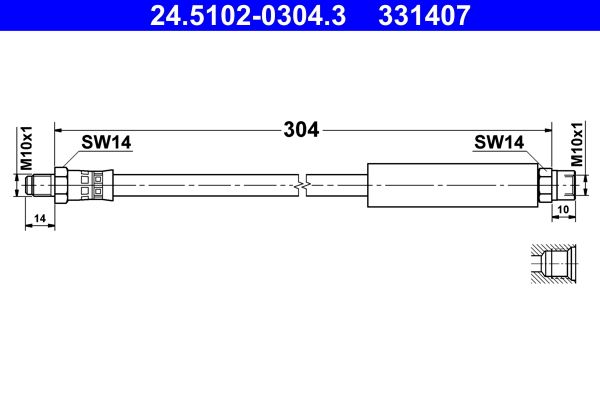 Przewód hamulcowy elastyczny ATE 24.5102-0304.3