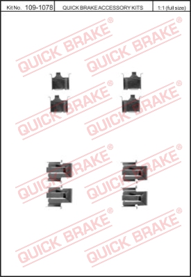 Zestaw akcesoriów montażowych  klocków hamulcowych QUICK BRAKE 109-1078