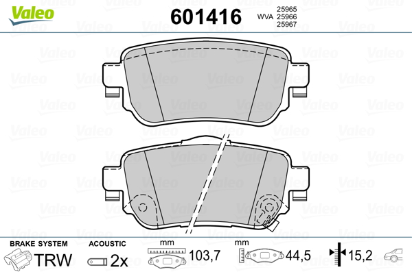 Klocki hamulcowe VALEO 601416