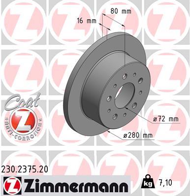 Tarcza hamulcowa ZIMMERMANN 230.2375.20