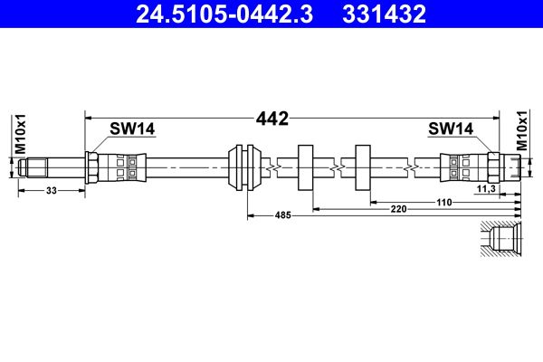 Przewód hamulcowy elastyczny ATE 24.5105-0442.3