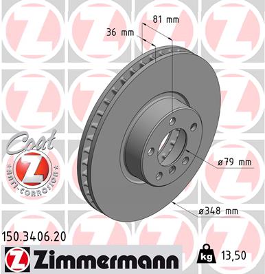 Tarcza hamulcowa ZIMMERMANN 150.3406.20