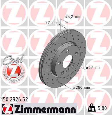 Tarcza hamulcowa ZIMMERMANN 150.2926.52