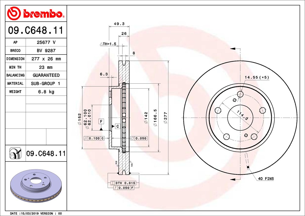 Tarcza hamulcowa BREMBO 09.C648.11