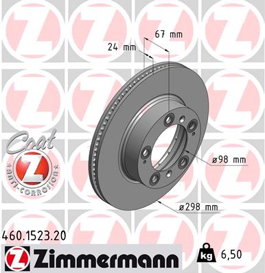 Tarcza hamulcowa ZIMMERMANN 460.1523.20