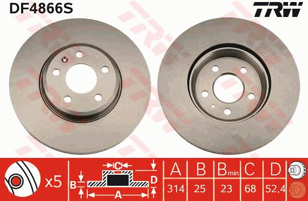 Tarcza hamulcowa TRW DF4866S