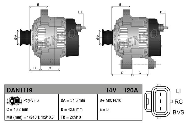 Alternator DENSO DAN1119